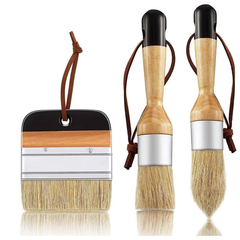 Wooden Chalk Paint Brush Set (3 Pieces) by HitMyNeed