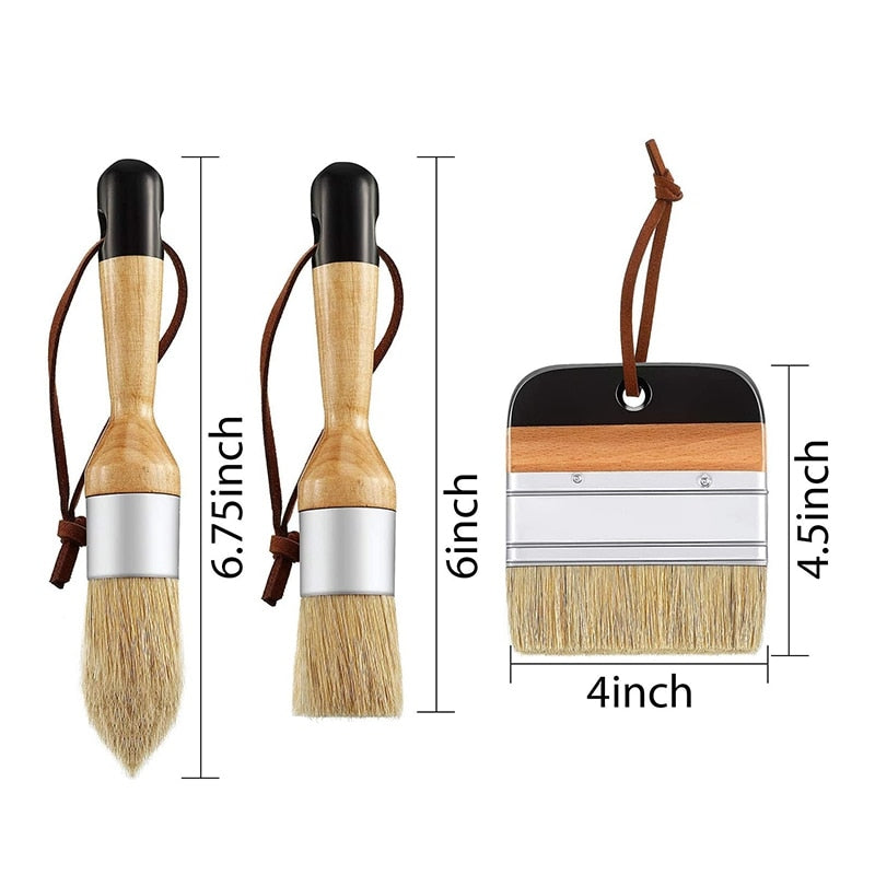 Wooden Chalk Paint Brush Set (3 Pieces) by HitMyNeed