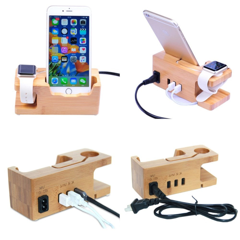 Wooden Charging Station Dock for Multiple Devices by HitMyNeed