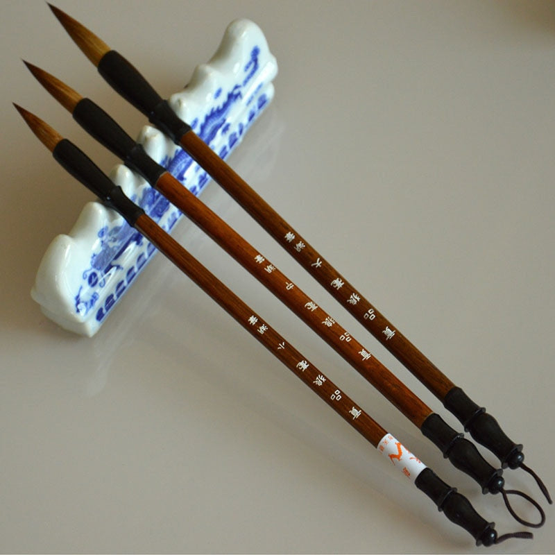 Wooden Chinese Calligraphy Brush Set (3 Pieces) by HitMyNeed