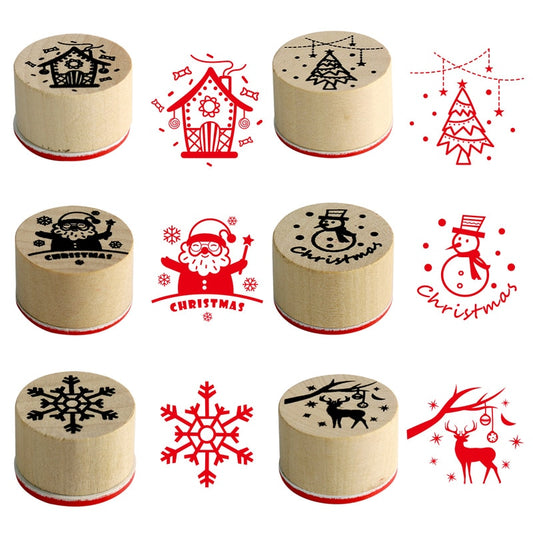 Wooden Christmas Rubber Stamp Set (6 Designs) by HitMyNeed