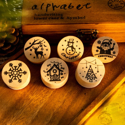 Wooden Christmas Rubber Stamp Set (6 Designs) by HitMyNeed