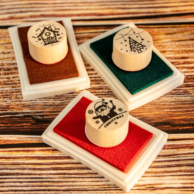 Wooden Christmas Rubber Stamp Set (6 Designs) by HitMyNeed