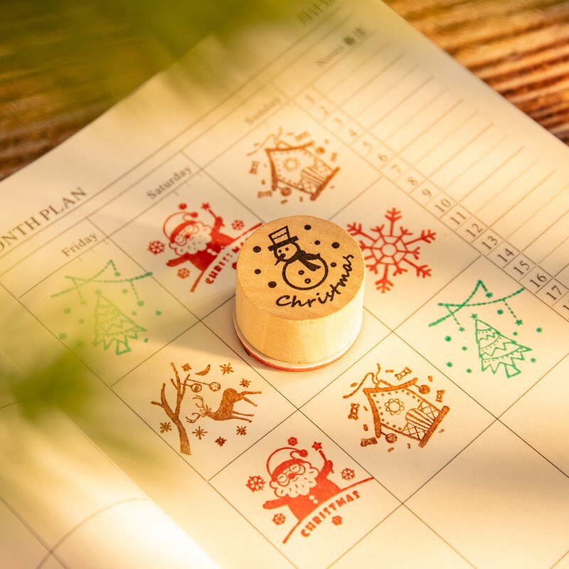 Wooden Christmas Rubber Stamp Set (6 Designs) by HitMyNeed