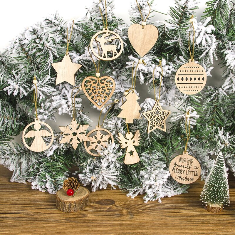 Wooden Christmas Tree Ornaments Set (12 pcs) by HitMyNeed