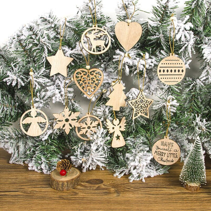 Wooden Christmas Tree Ornaments Set (12 pcs) by HitMyNeed
