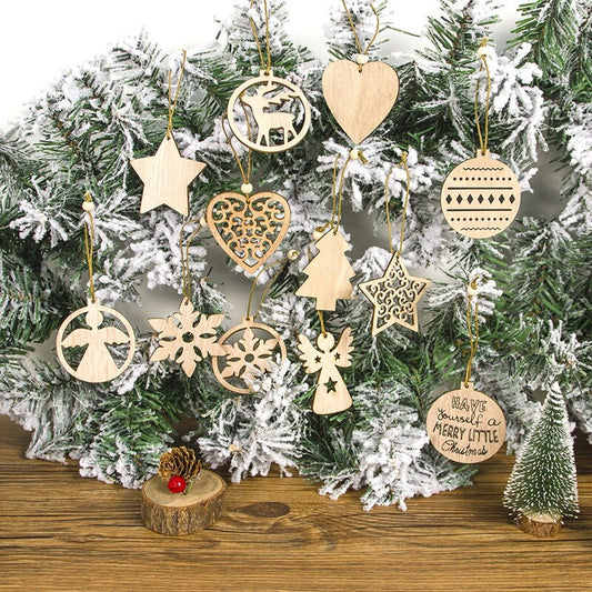 Wooden Christmas Tree Ornaments Set (12 pcs) by HitMyNeed