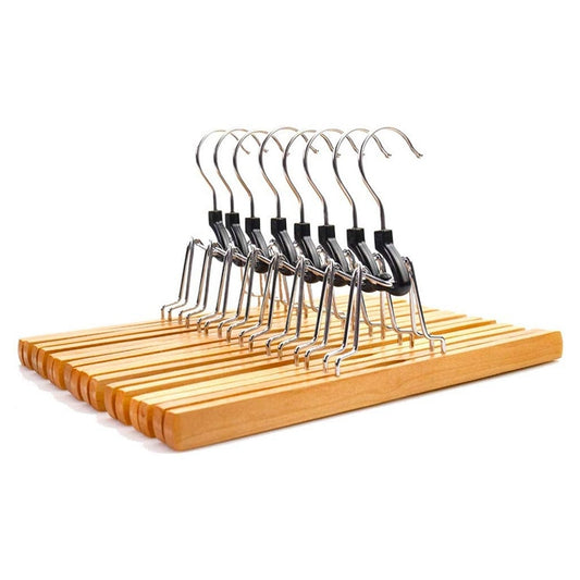 Wooden Clamp Hangers for Pants & Skirts (8-Pack) by HitMyNeed
