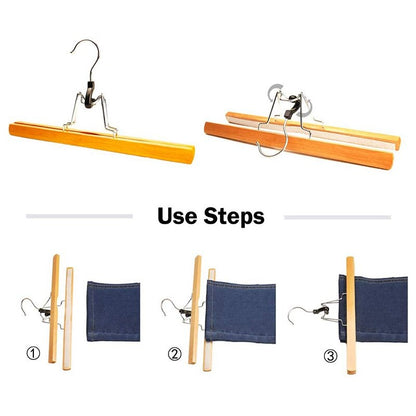 Wooden Clamp Hangers for Pants & Skirts (8-Pack) by HitMyNeed