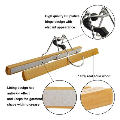 Wooden Clamp Hangers for Pants & Skirts (8-Pack) by HitMyNeed