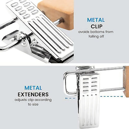 Wooden Clip Hangers for Pants and Skirts (10 Pack) by HitMyNeed