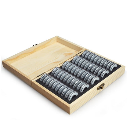 Wooden Coin Storage Box with 50 Coin Capsules by HitMyNeed
