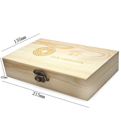 Wooden Coin Storage Box with 50 Coin Capsules by HitMyNeed