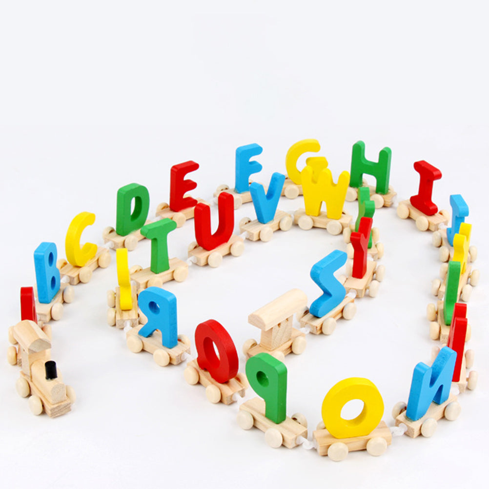 Wooden Colorful ABC Train Puzzle Set by HitMyNeed