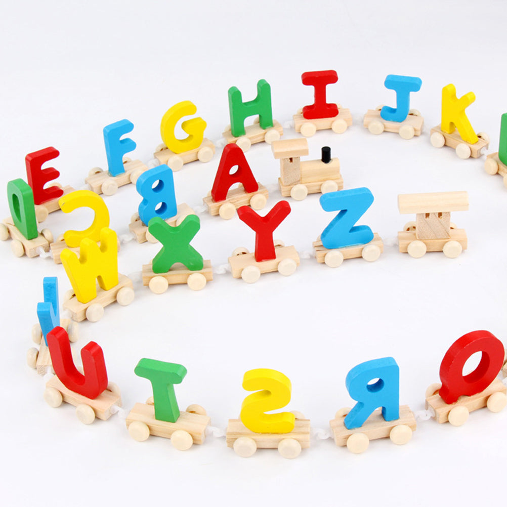 Wooden Colorful ABC Train Puzzle Set by HitMyNeed