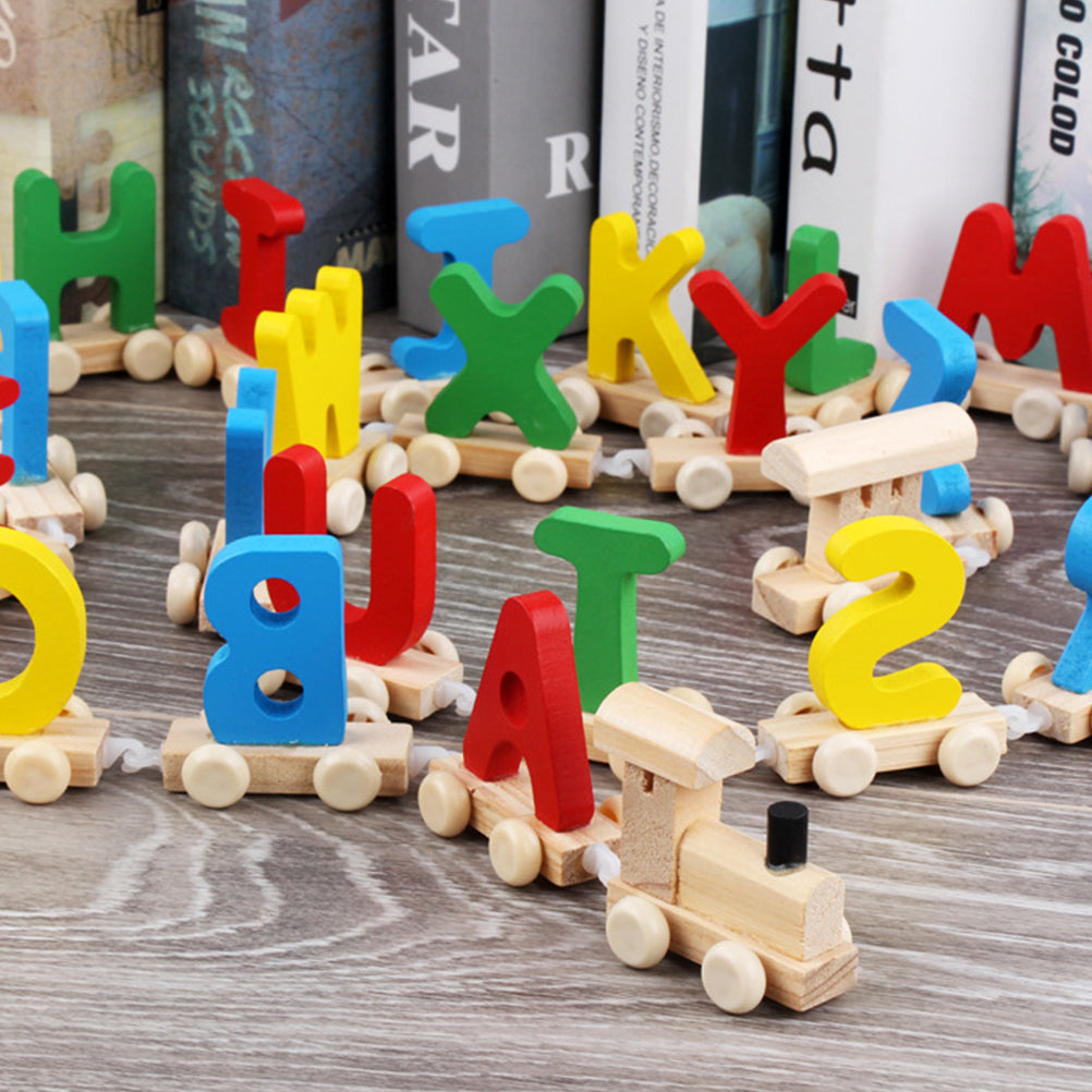 Wooden Colorful ABC Train Puzzle Set by HitMyNeed