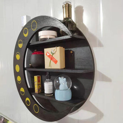 Wooden Crescent Moon Wall Shelf with 3 Tiers by HitMyNeed