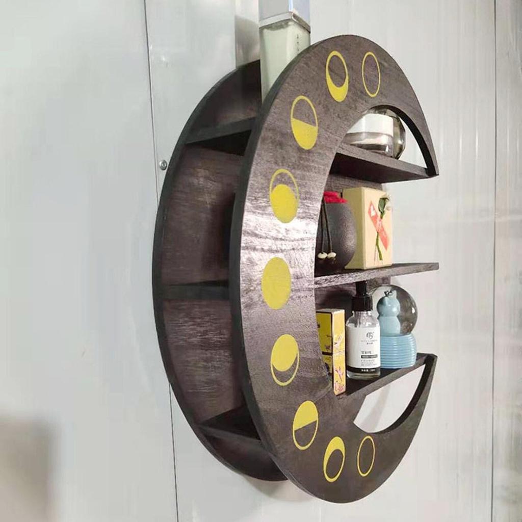 Wooden Crescent Moon Wall Shelf with 3 Tiers by HitMyNeed