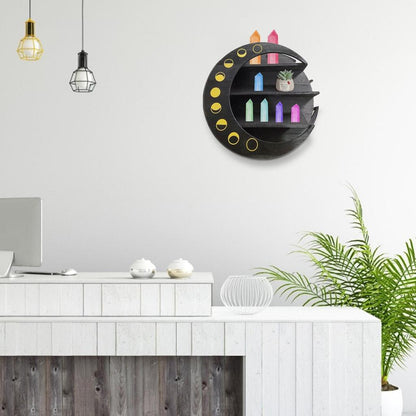 Wooden Crescent Moon Wall Shelf with 3 Tiers by HitMyNeed