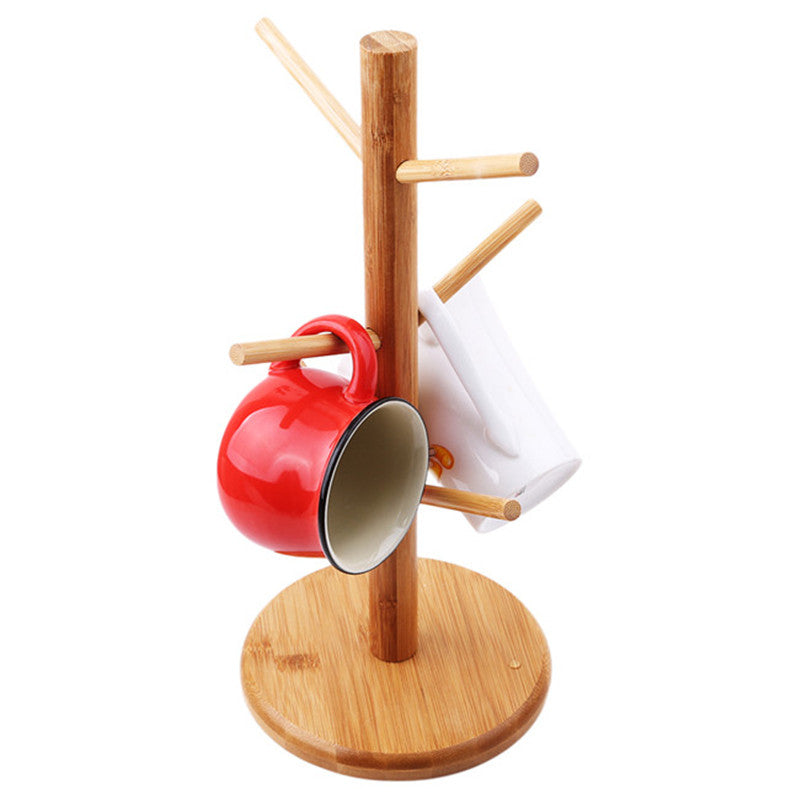 Wooden Cup Holder Rack with 6 Hooks by HitMyNeed