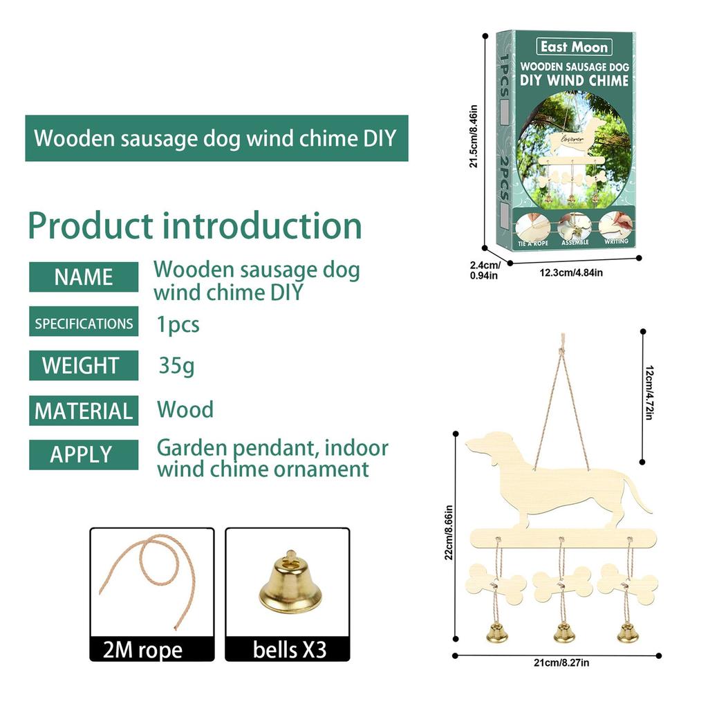 Wooden Dachshund Wind Chime DIY Decor Kit by HitMyNeed