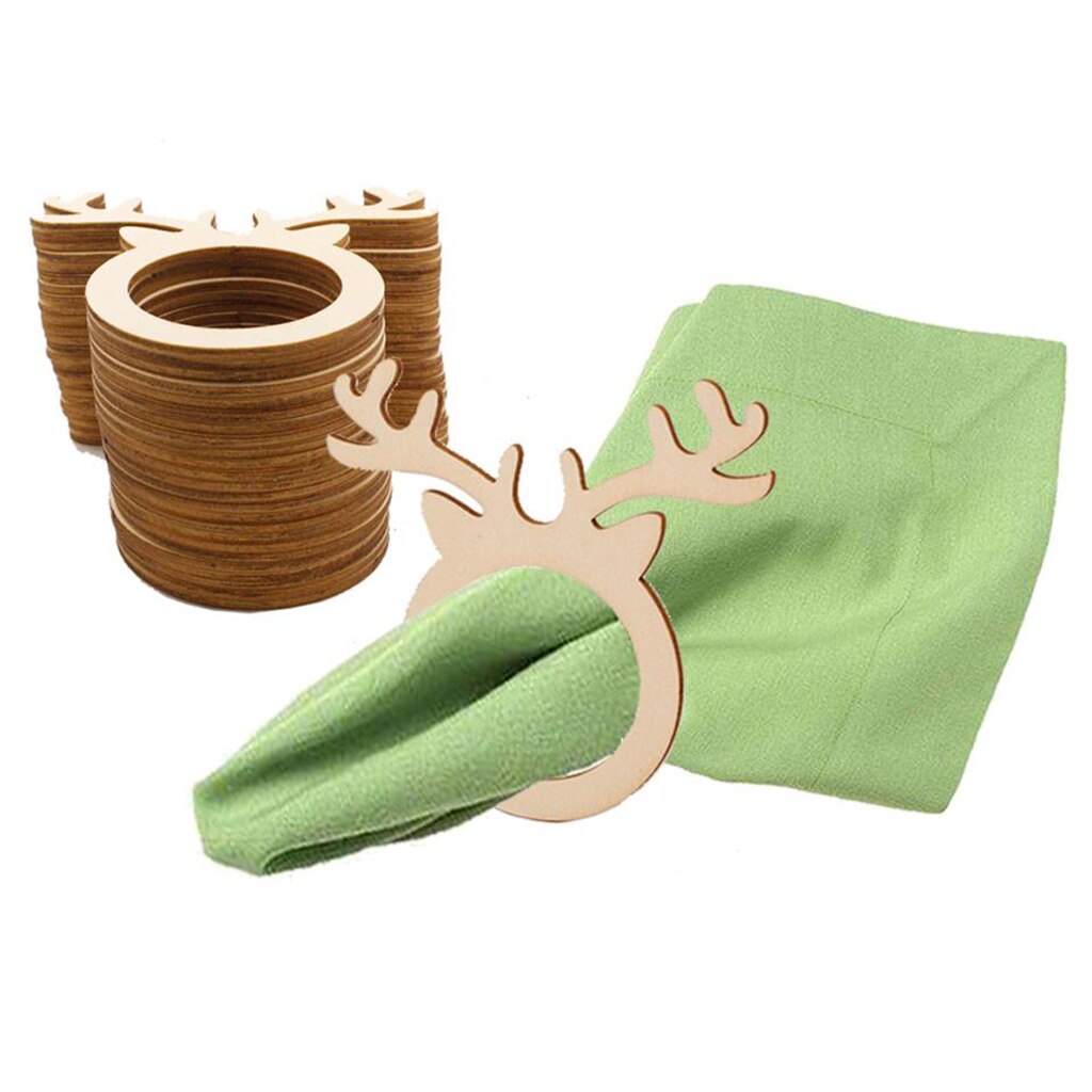Wooden Deer Napkin Rings Set of 10 by HitMyNeed