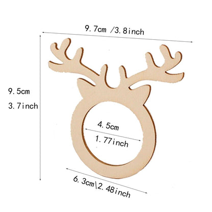 Wooden Deer Napkin Rings Set of 10 by HitMyNeed