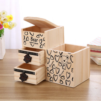 Wooden Desk Organizer with 4 Compartments by HitMyNeed
