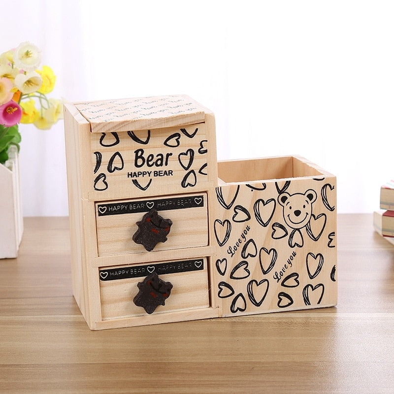 Wooden Desk Organizer with 4 Compartments by HitMyNeed