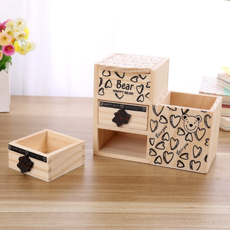 Wooden Desk Organizer with 4 Compartments by HitMyNeed