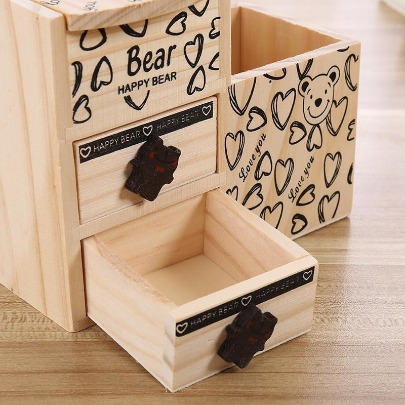 Wooden Desk Organizer with 4 Compartments by HitMyNeed
