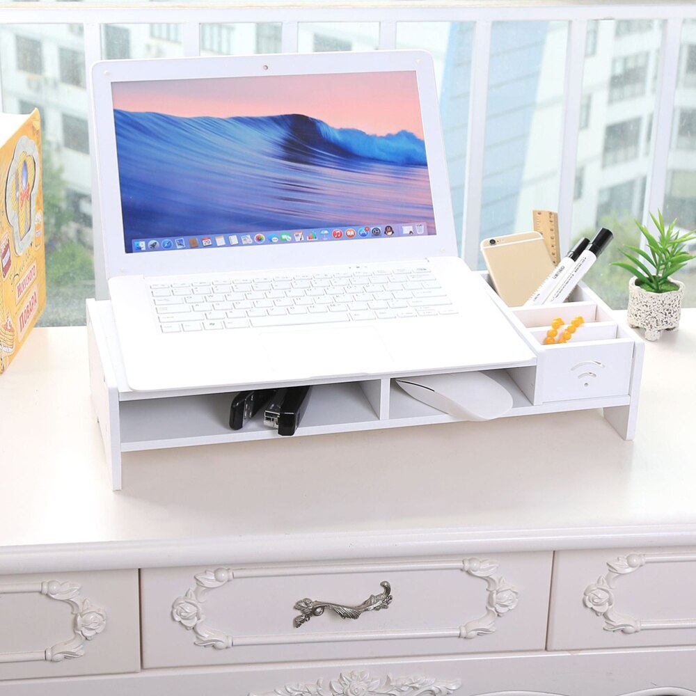 Wooden Desktop Shelf Riser with Dual Shelves by HitMyNeed
