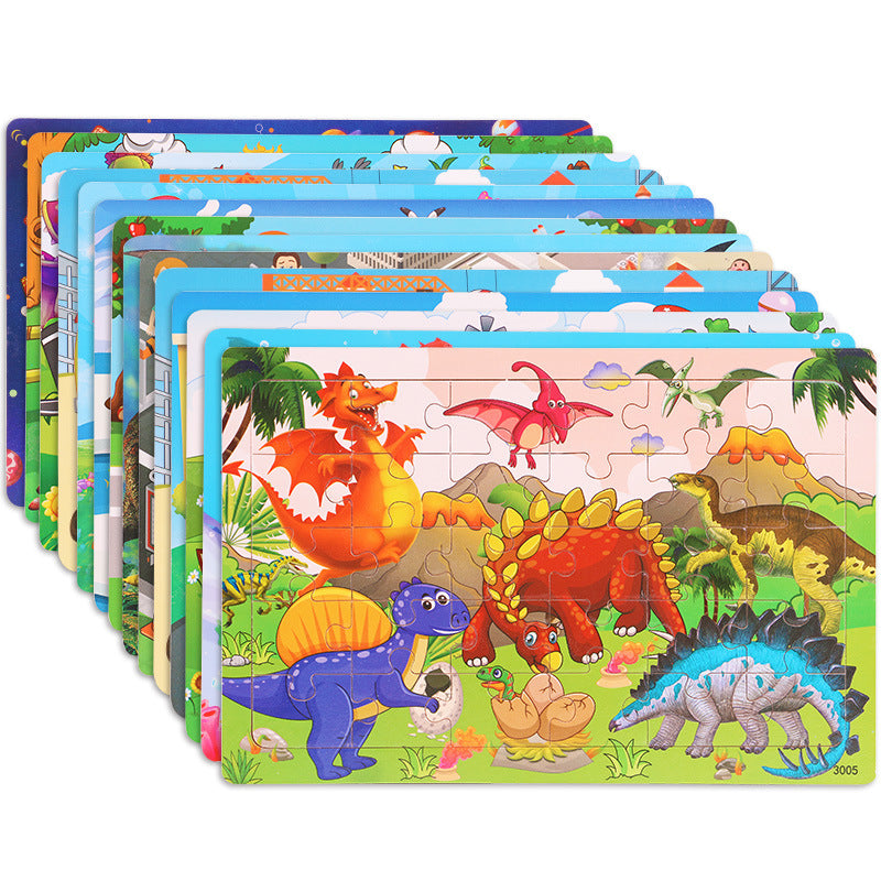Wooden Dinosaur Jigsaw Puzzle for Kids and Families by HitMyNeed