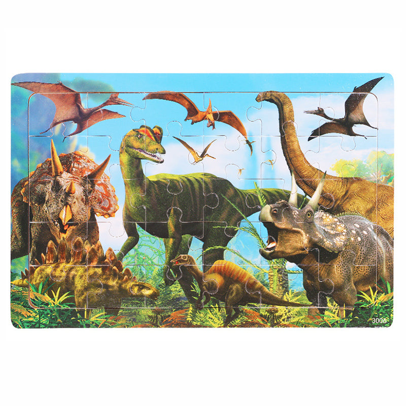 Wooden Dinosaur Jigsaw Puzzle for Kids and Families by HitMyNeed