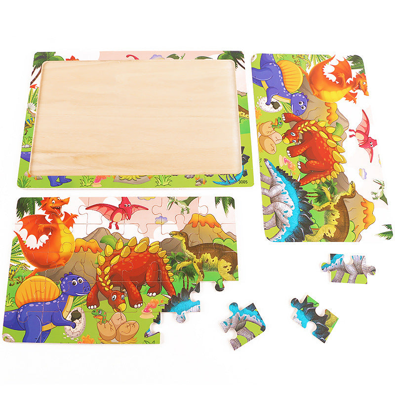 Wooden Dinosaur Jigsaw Puzzle for Kids and Families by HitMyNeed