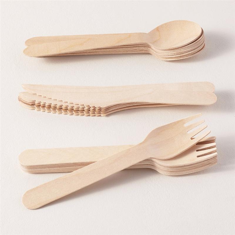 Wooden Disposable Cutlery Set (12pcs) by HitMyNeed