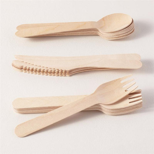 Wooden Disposable Cutlery Set (12pcs) by HitMyNeed