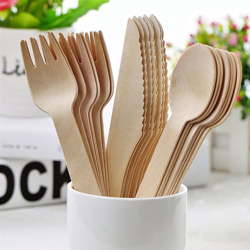 Wooden Disposable Cutlery Set (12pcs) by HitMyNeed