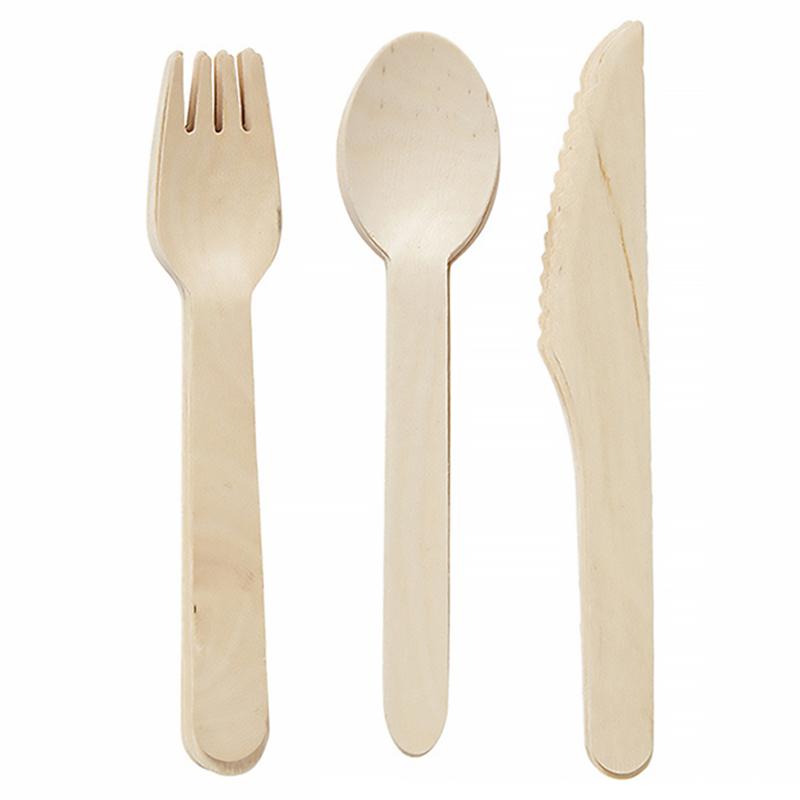 Wooden Disposable Cutlery Set (12pcs) by HitMyNeed