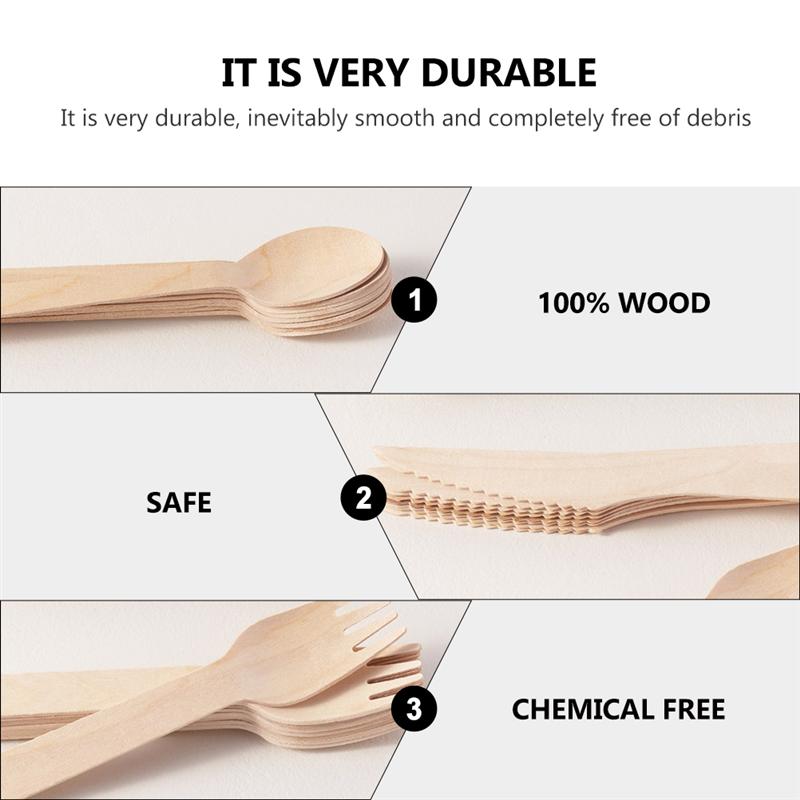 Wooden Disposable Cutlery Set (12pcs) by HitMyNeed