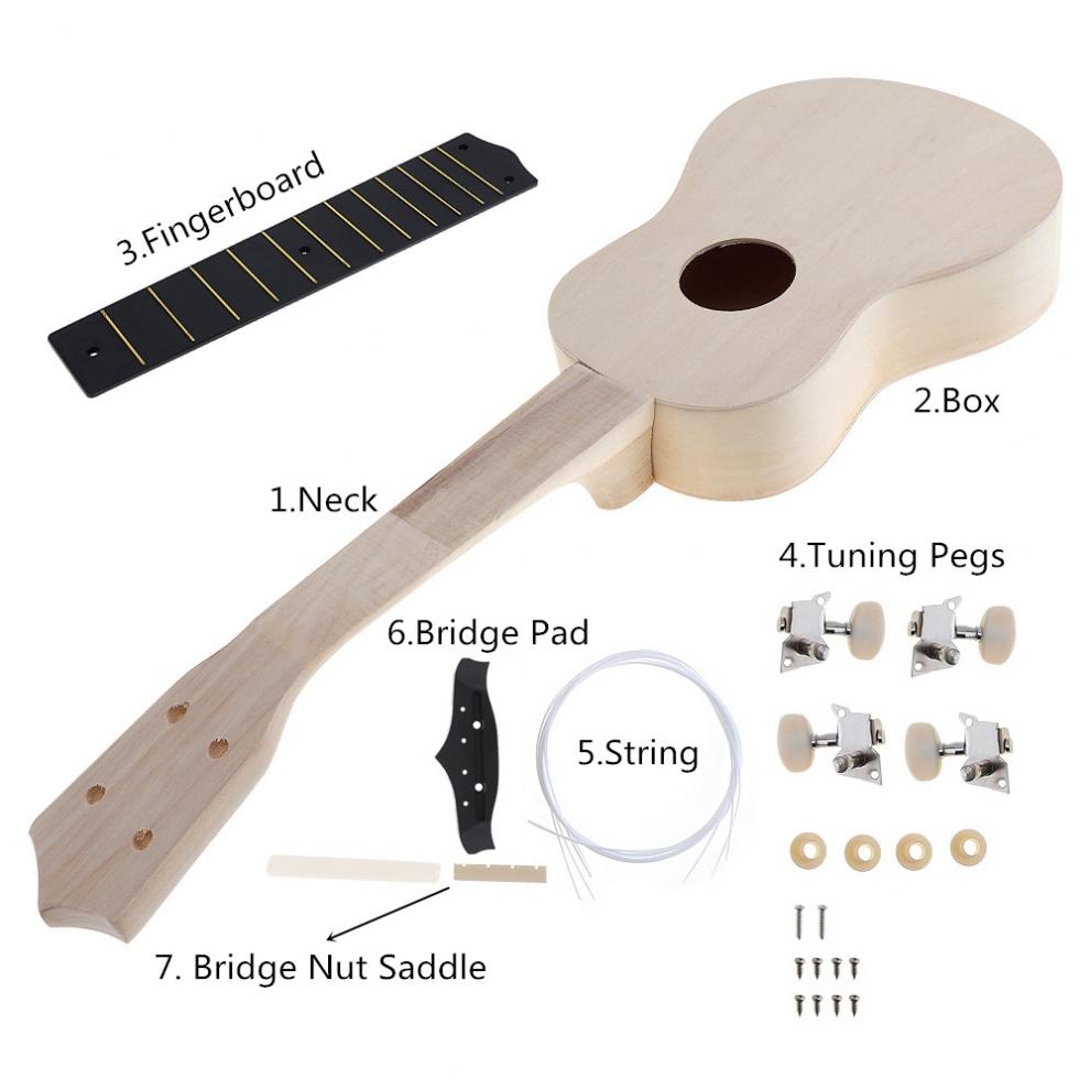 Wooden DIY 21-Inch Ukulele Building Kit (16pcs) by HitMyNeed