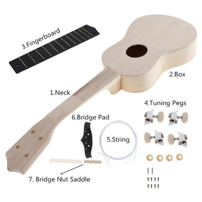 Wooden DIY 21-Inch Ukulele Building Kit (16pcs) by HitMyNeed