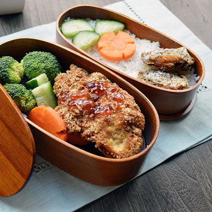 Wooden Double-Layer Bento Lunch Box Set by HitMyNeed