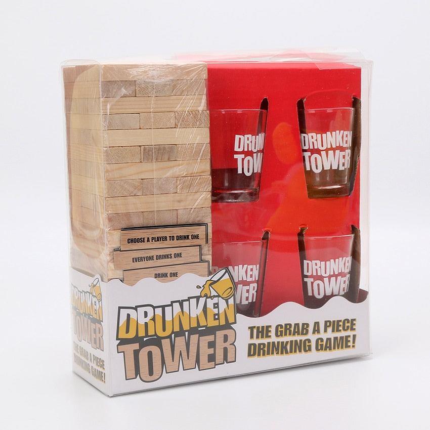 Wooden Drinking Tower Board Game with Shot Glasses by HitMyNeed