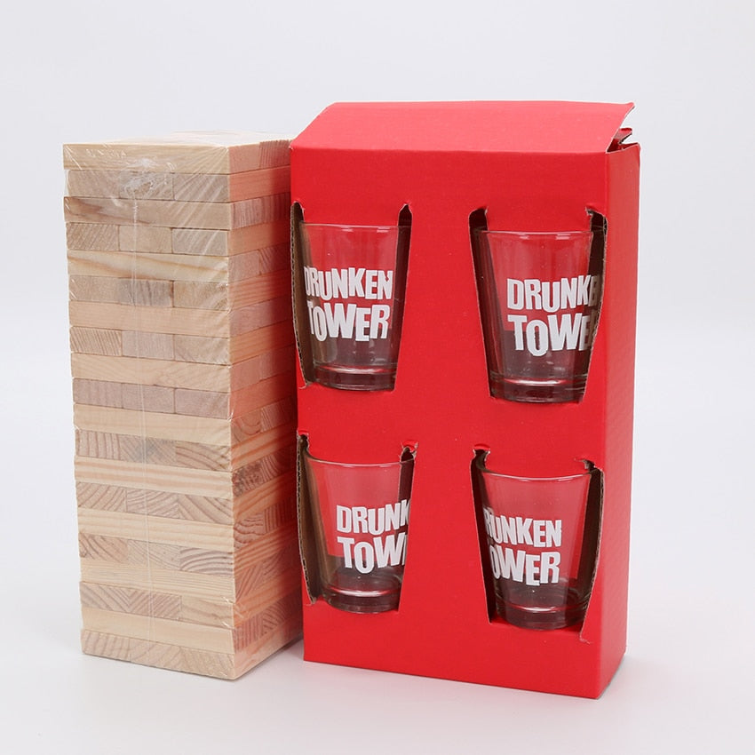 Wooden Drinking Tower Board Game with Shot Glasses by HitMyNeed