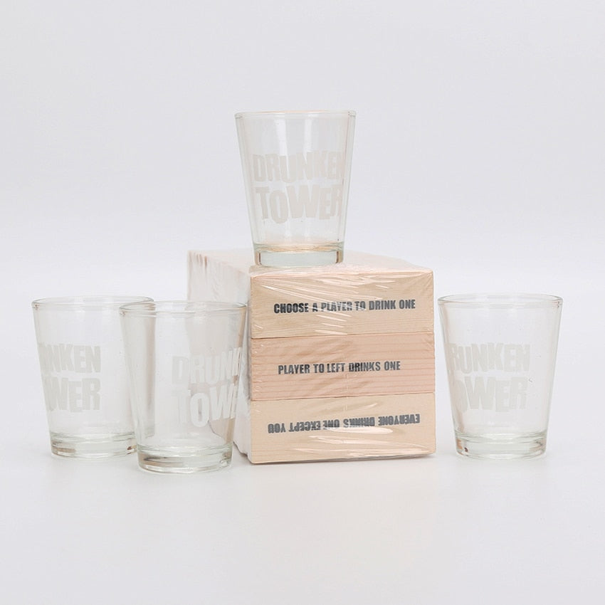 Wooden Drinking Tower Board Game with Shot Glasses by HitMyNeed
