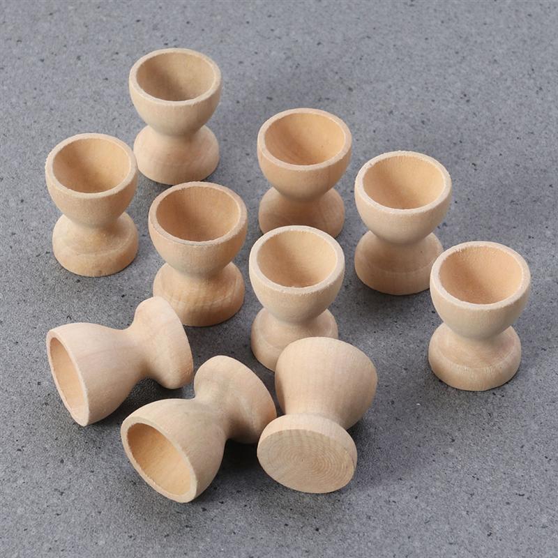 Wooden Egg Cups Set of 12 - Natural Egg Holders by HitMyNeed