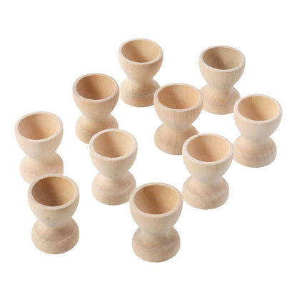 Wooden Egg Cups Set of 12 - Natural Egg Holders by HitMyNeed