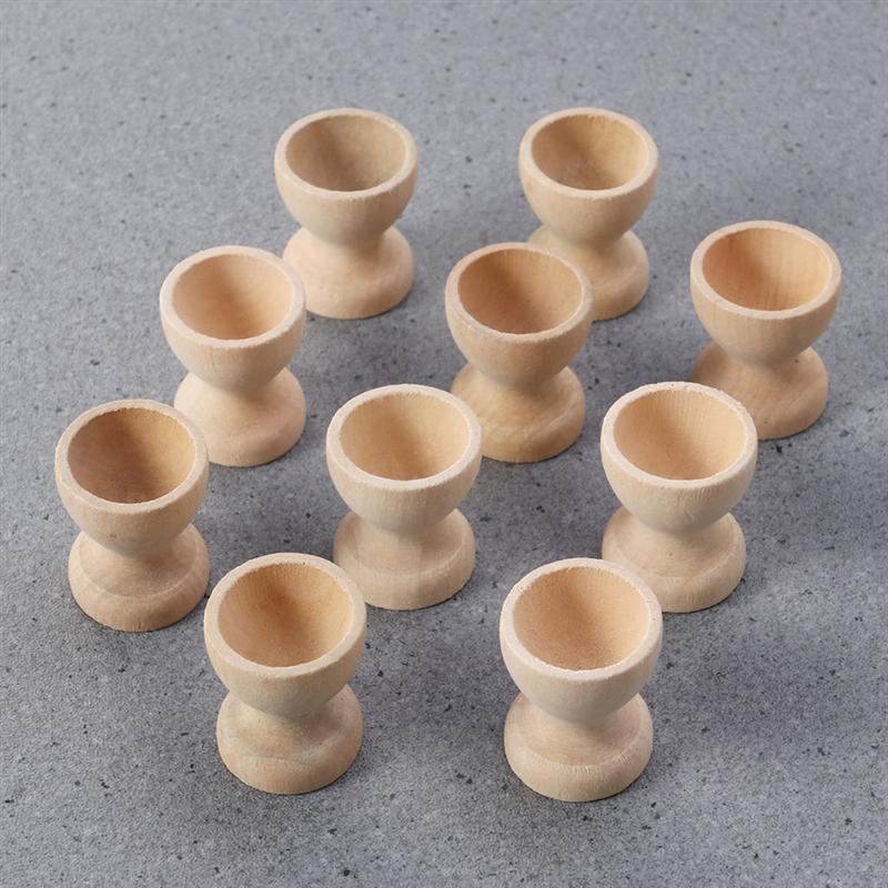 Wooden Egg Cups Set of 12 - Natural Egg Holders by HitMyNeed