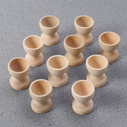 Wooden Egg Cups Set of 12 - Natural Egg Holders by HitMyNeed